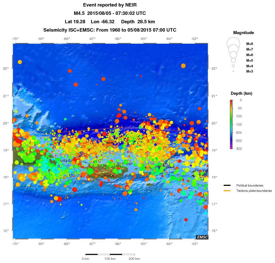 regional depth historical seismicity