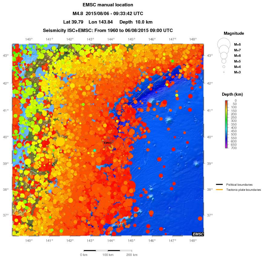 regional depth historical seismicity