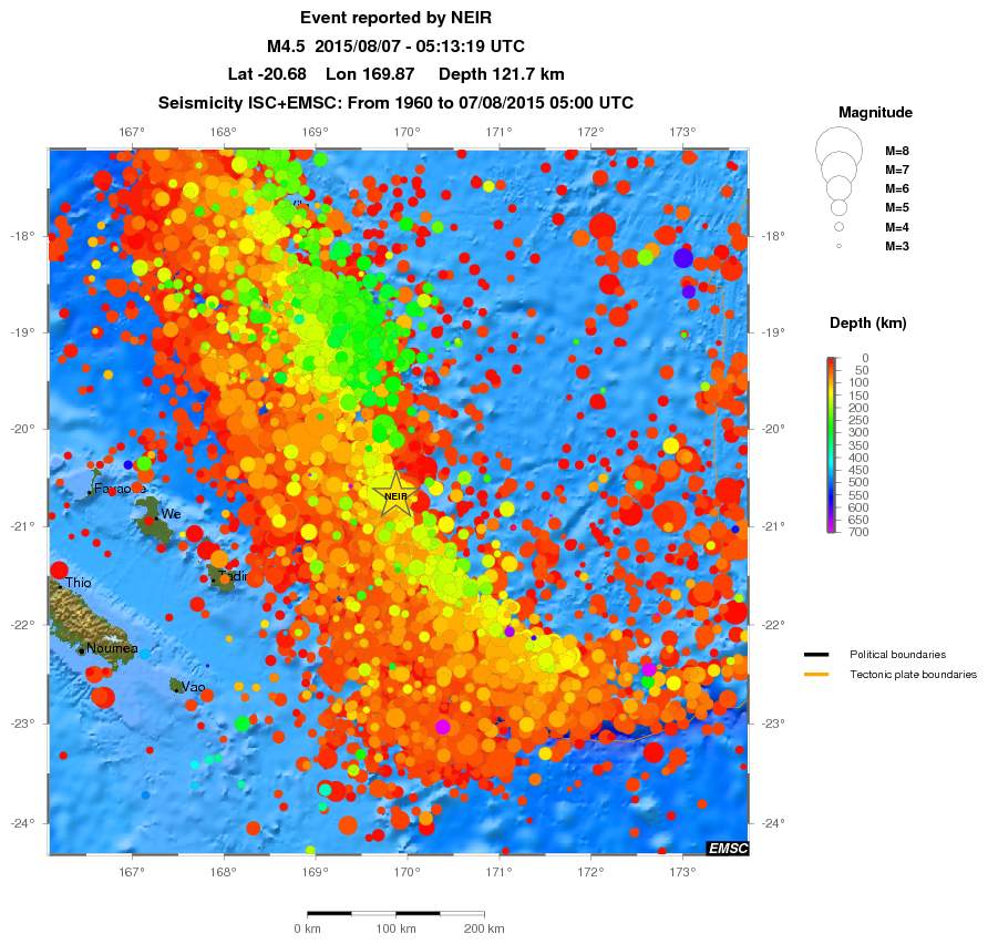 regional depth historical seismicity