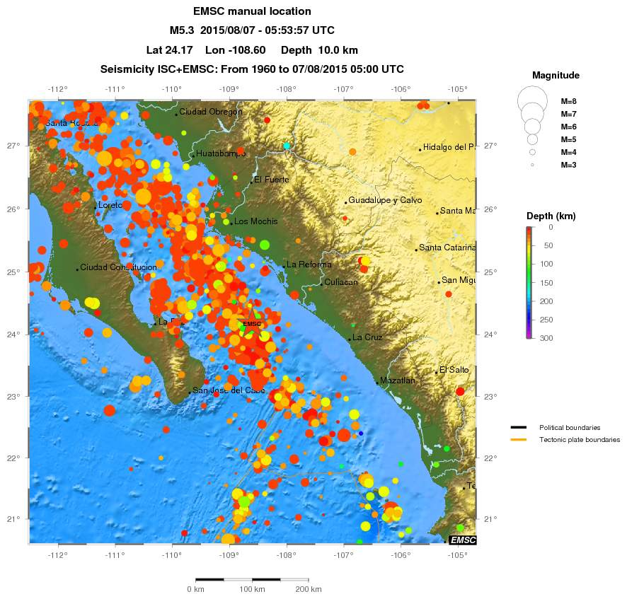 regional depth historical seismicity