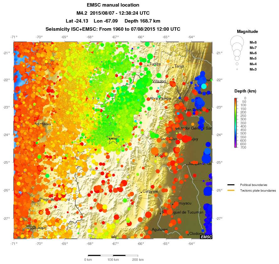 regional depth historical seismicity