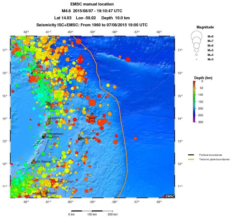 regional depth historical seismicity