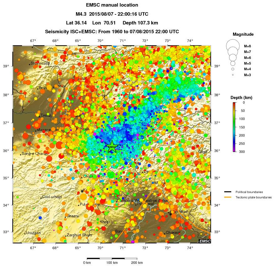 regional depth historical seismicity