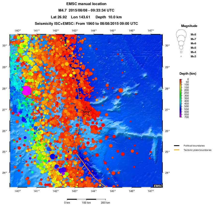 regional depth historical seismicity