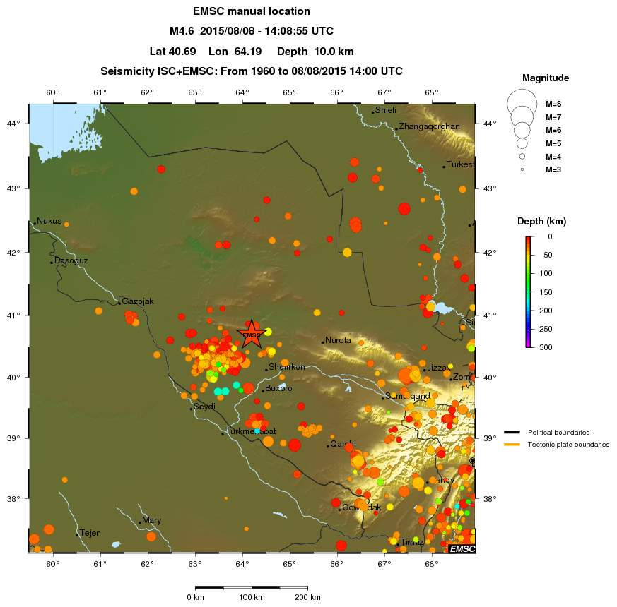 regional depth historical seismicity