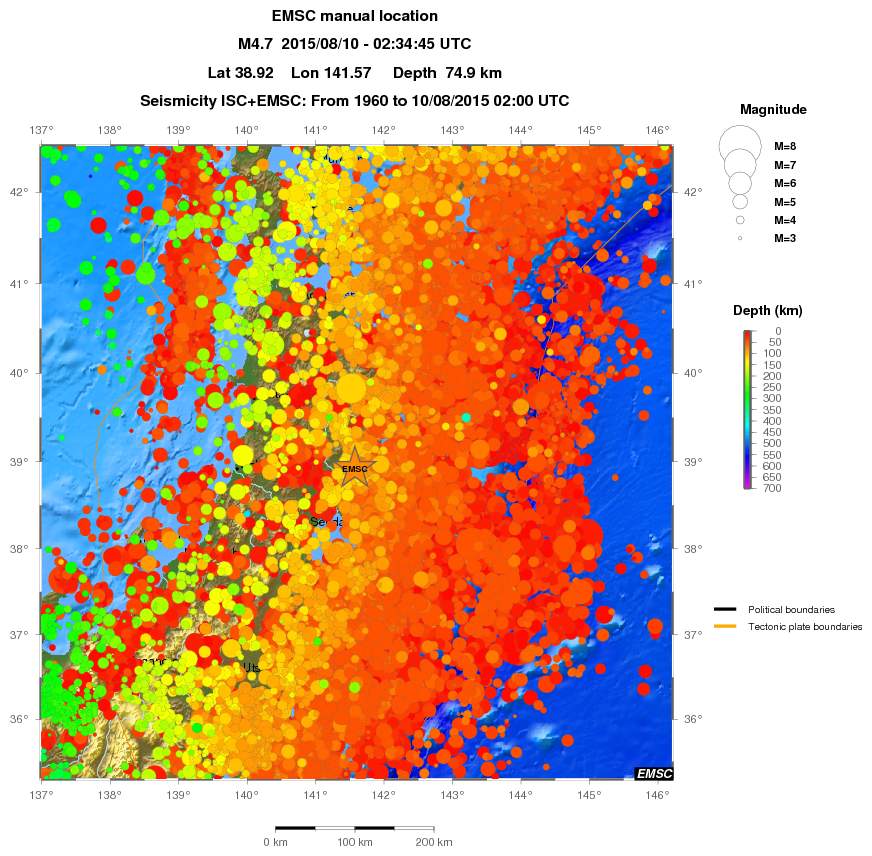 regional depth historical seismicity