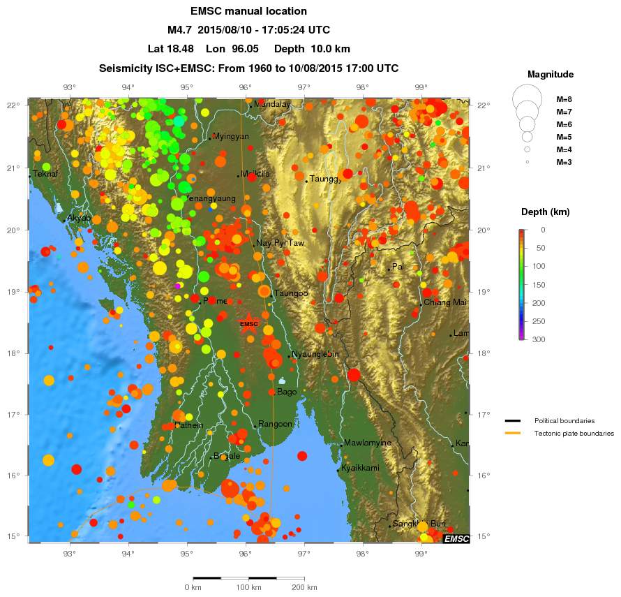 regional depth historical seismicity