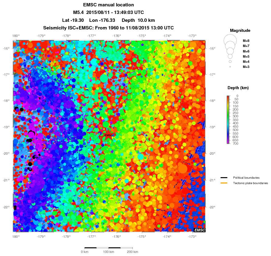 regional depth historical seismicity