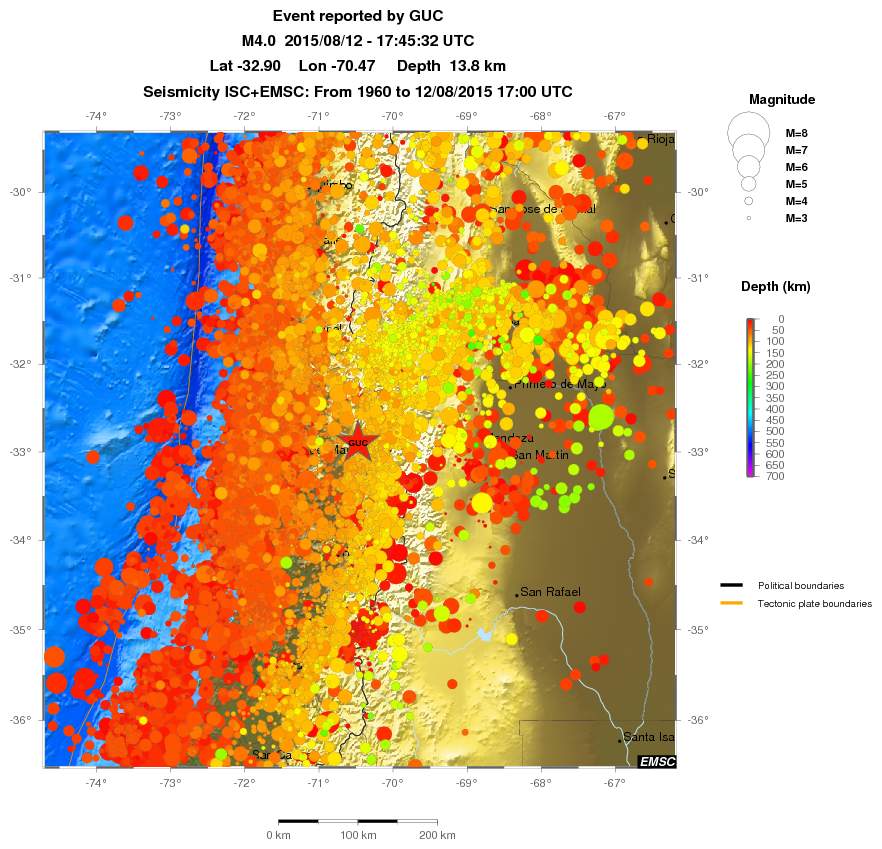 regional depth historical seismicity