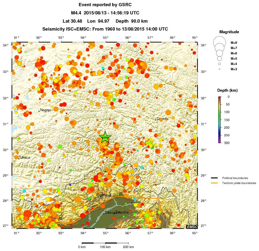 regional depth historical seismicity