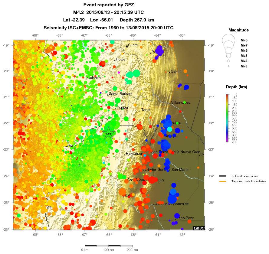 regional depth historical seismicity