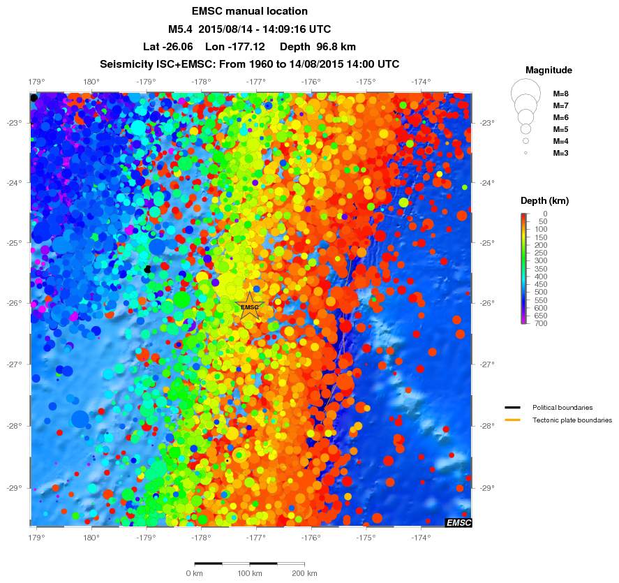 regional depth historical seismicity