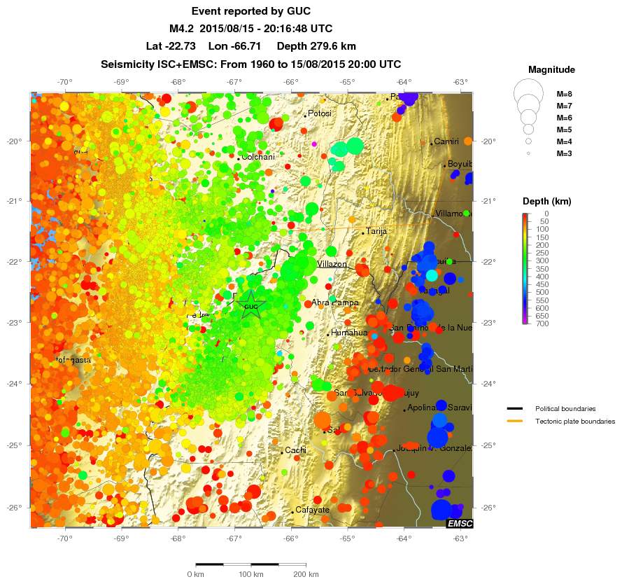 regional depth historical seismicity