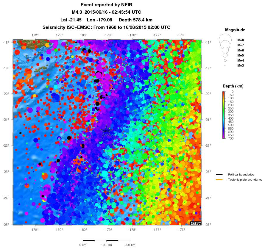 regional depth historical seismicity