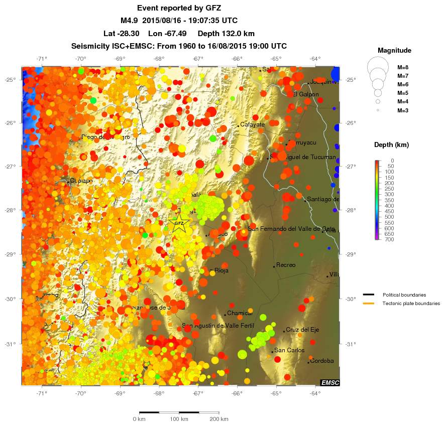 regional depth historical seismicity