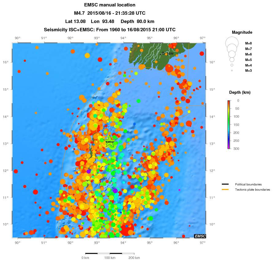 regional depth historical seismicity