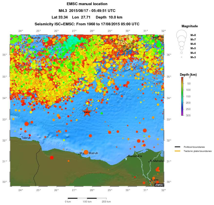 regional depth historical seismicity