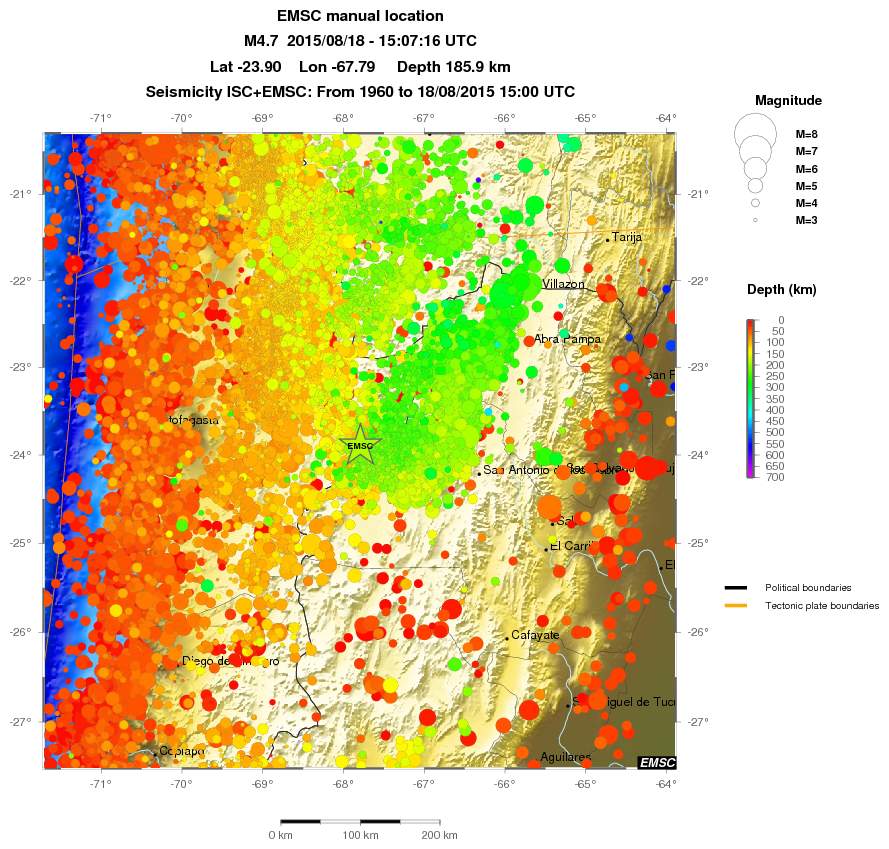 regional depth historical seismicity
