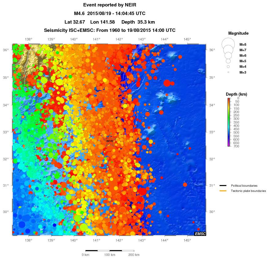regional depth historical seismicity