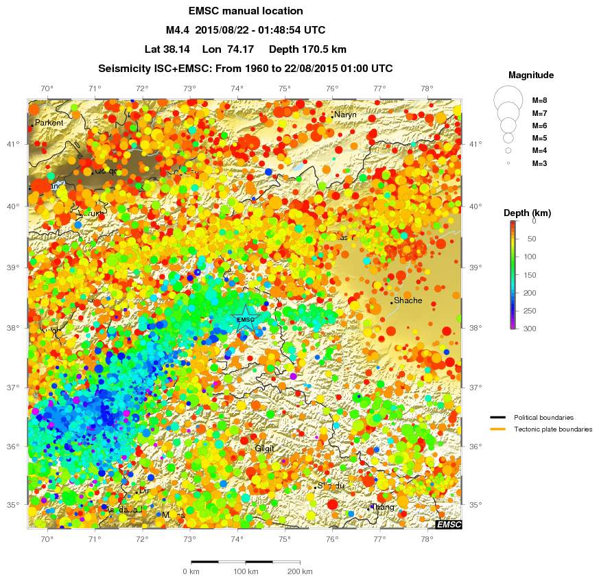 regional depth historical seismicity