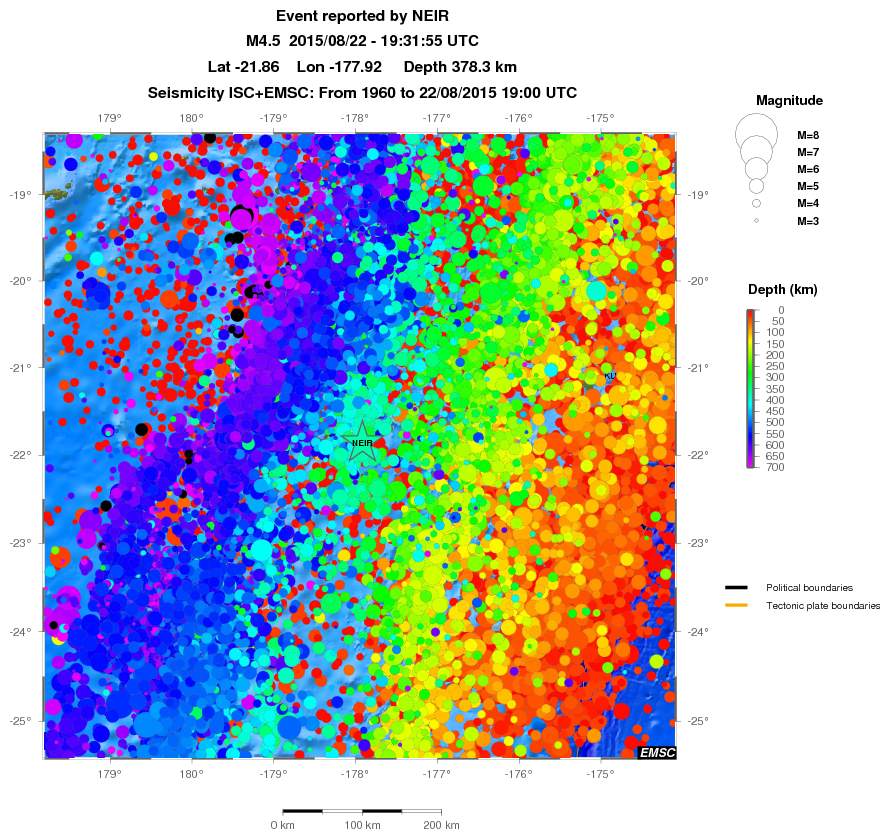 regional depth historical seismicity
