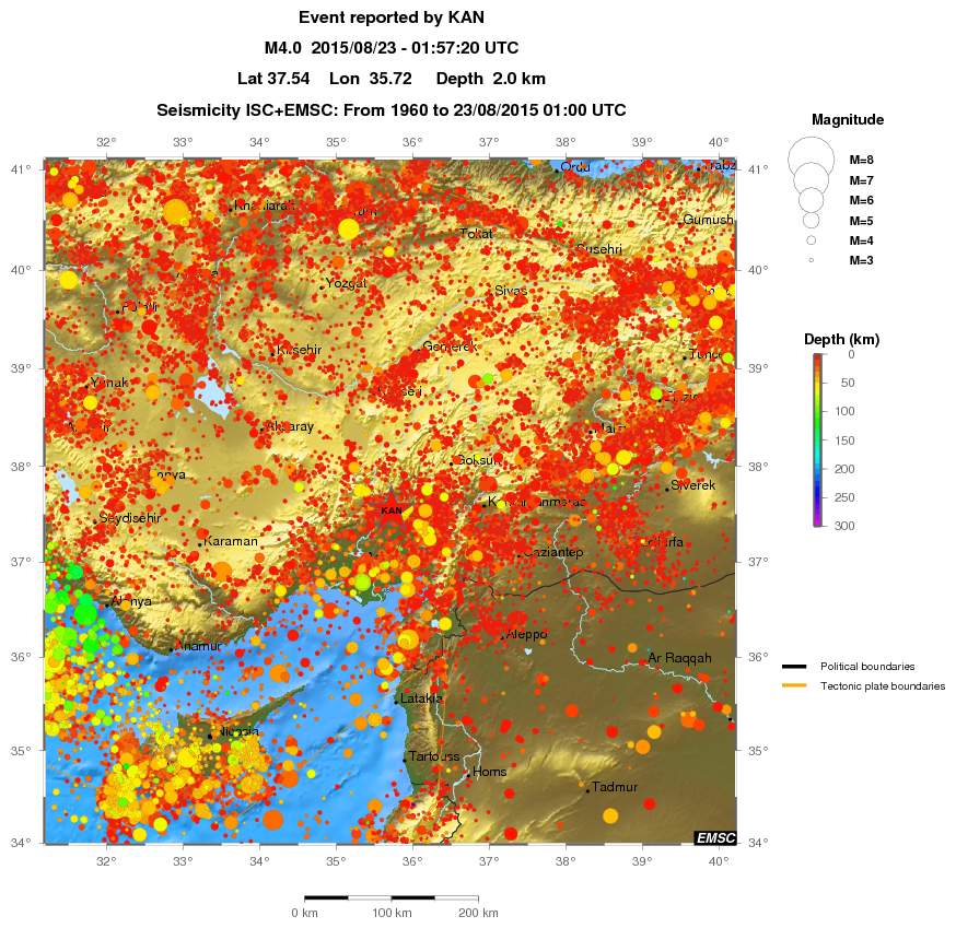 regional depth historical seismicity