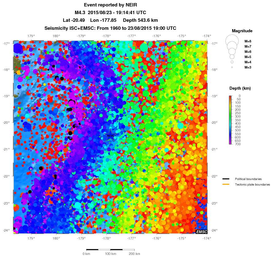 regional depth historical seismicity