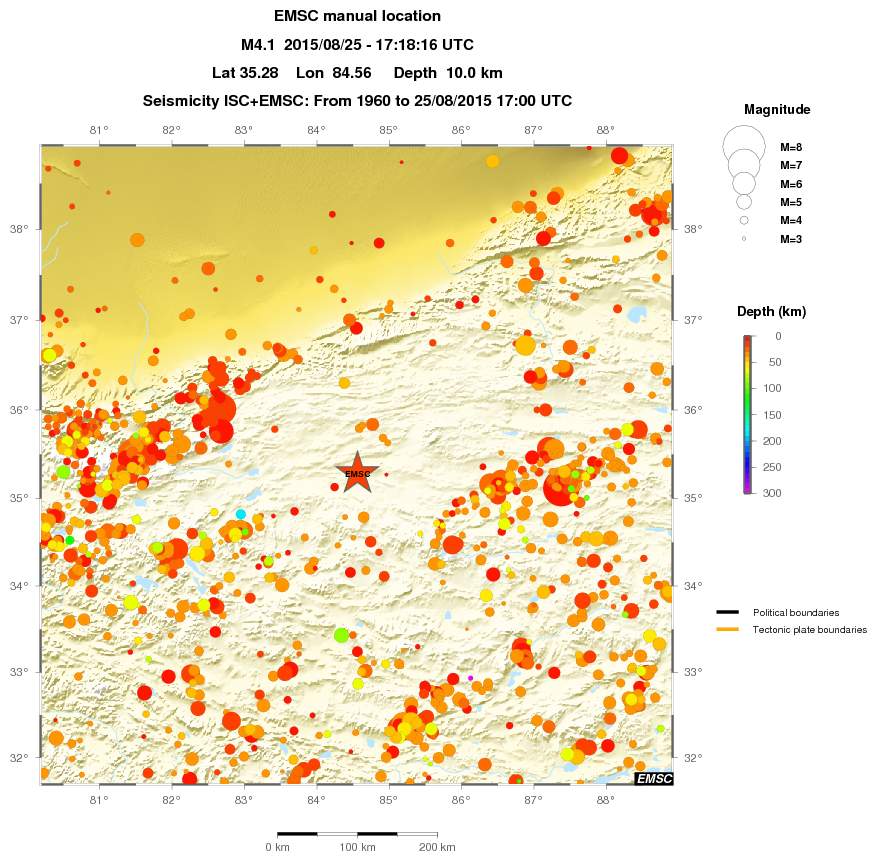 regional depth historical seismicity