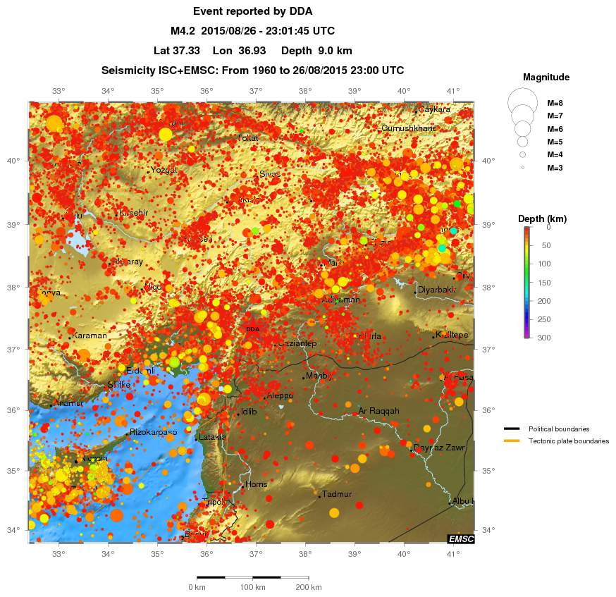regional depth historical seismicity