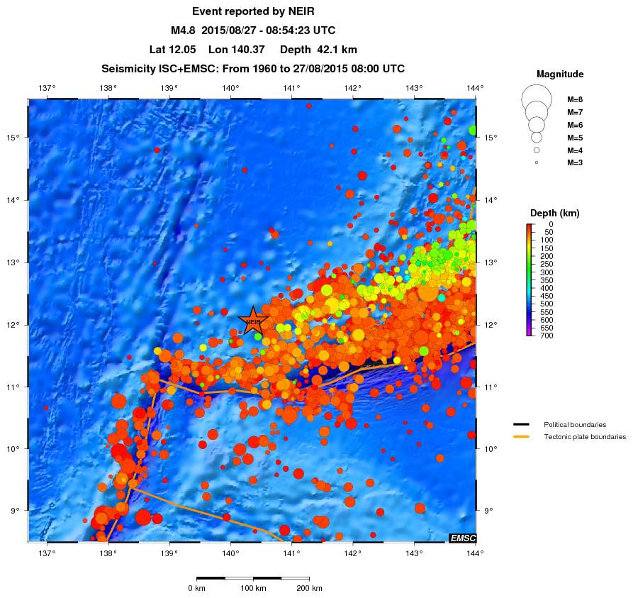 regional depth historical seismicity