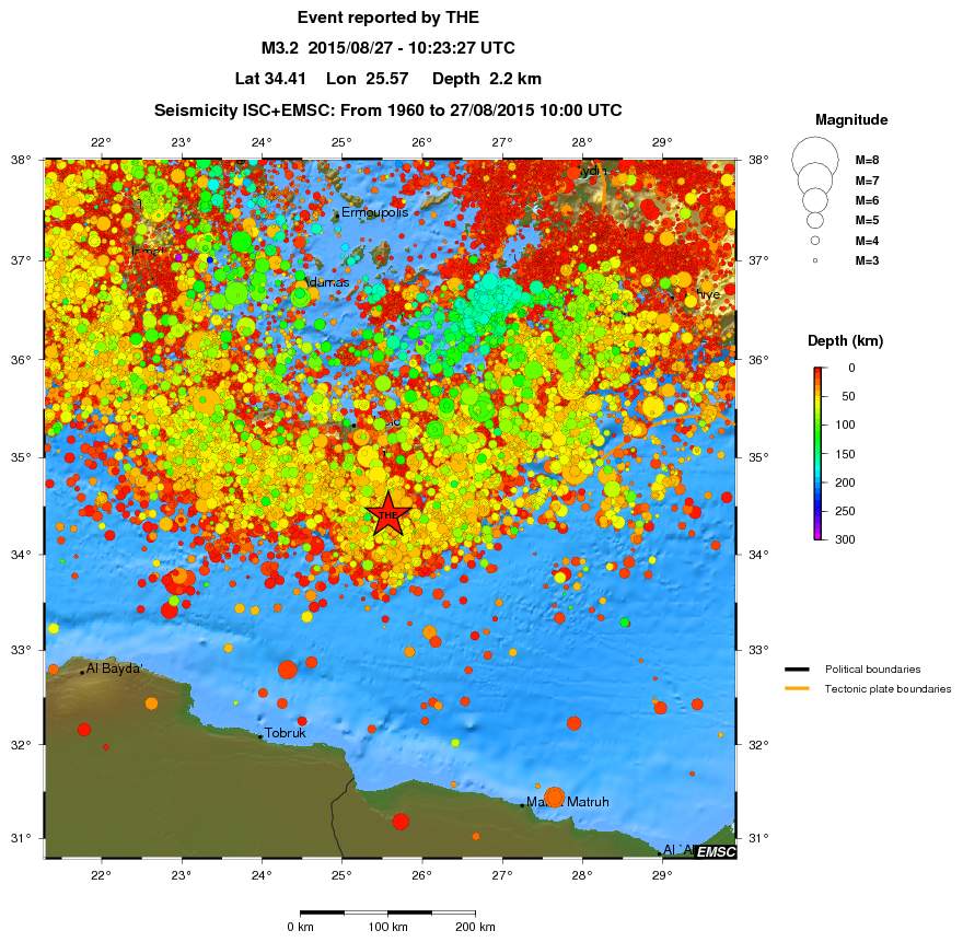 regional depth historical seismicity