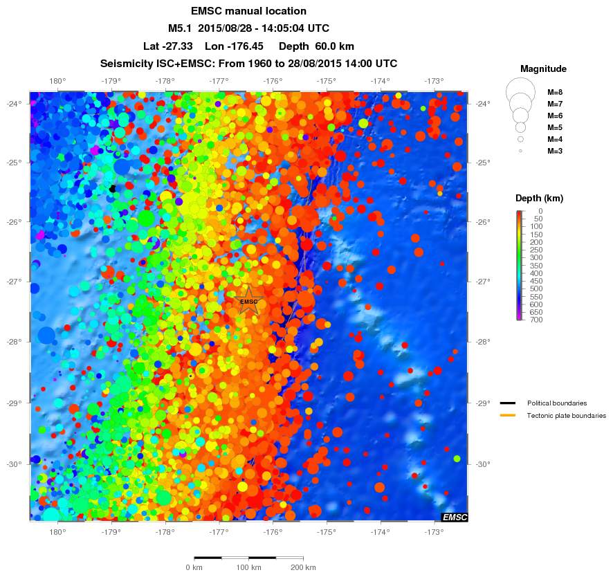 regional depth historical seismicity