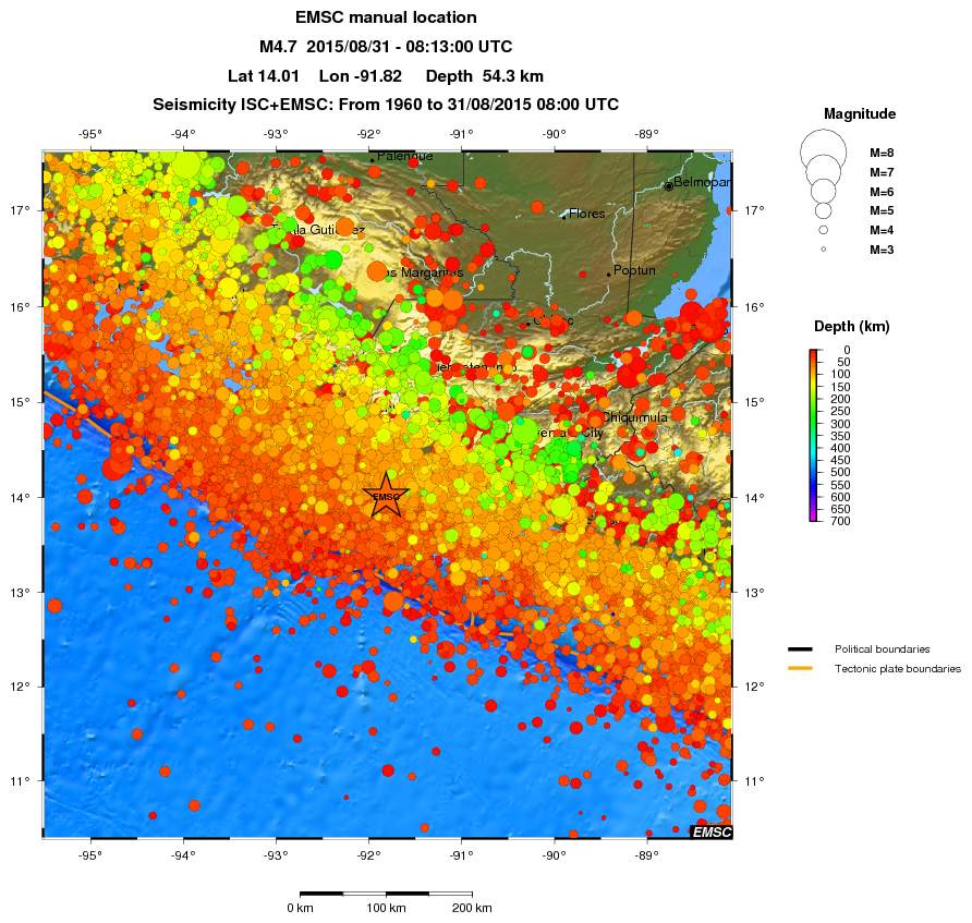 regional depth historical seismicity