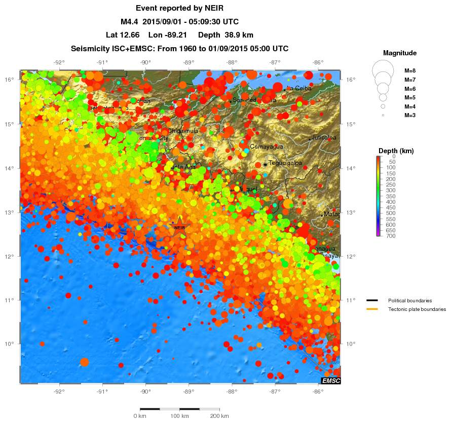 regional depth historical seismicity