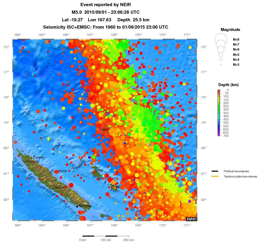 regional depth historical seismicity