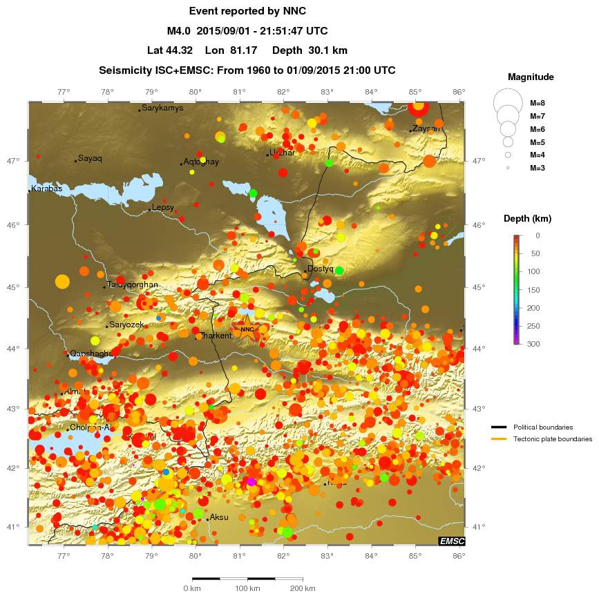 regional depth historical seismicity