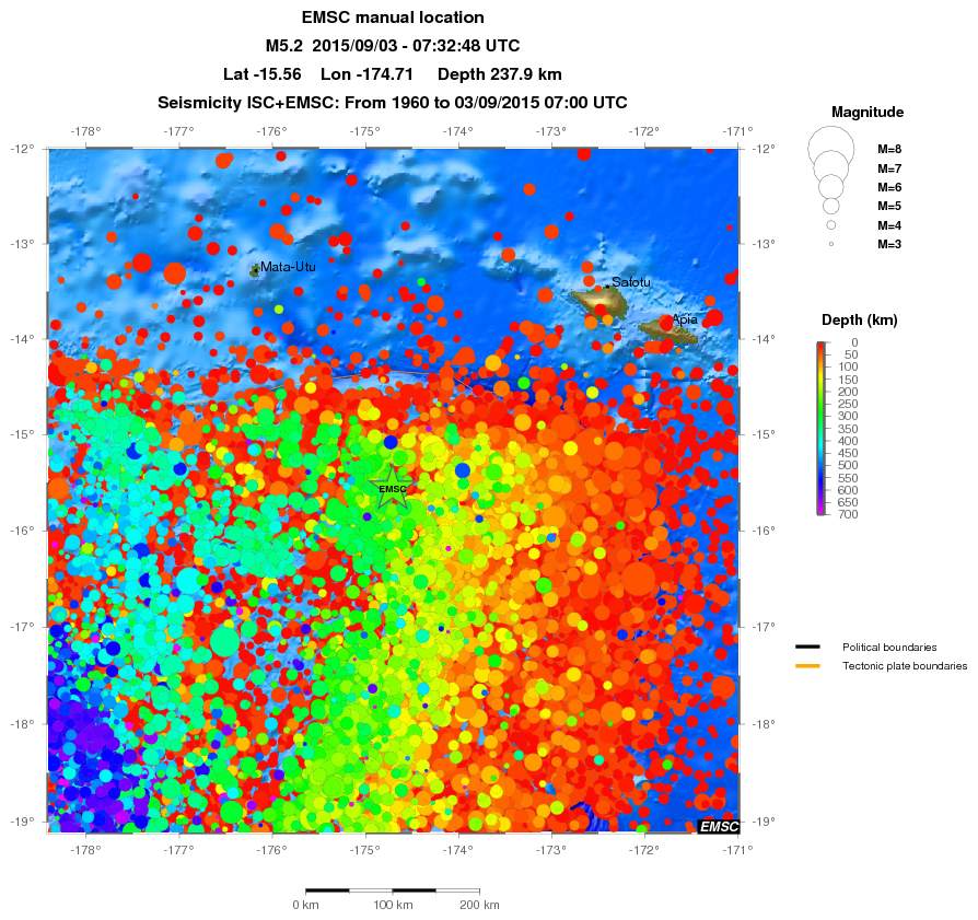 regional depth historical seismicity