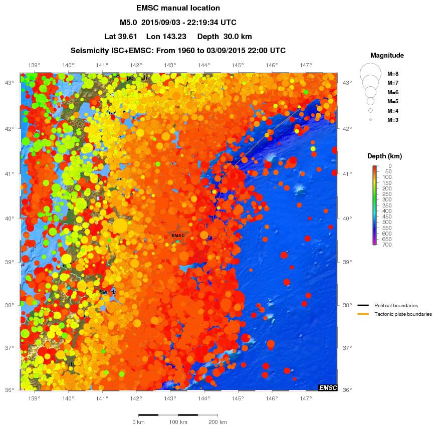 regional depth historical seismicity
