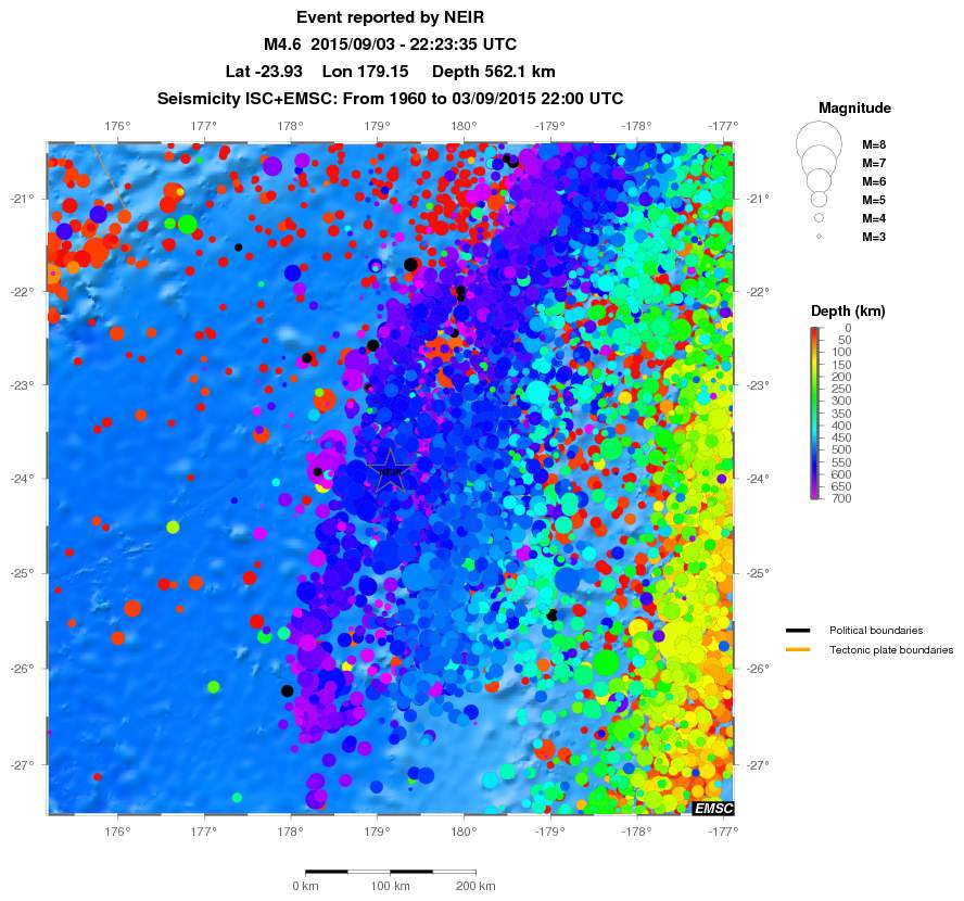 regional depth historical seismicity