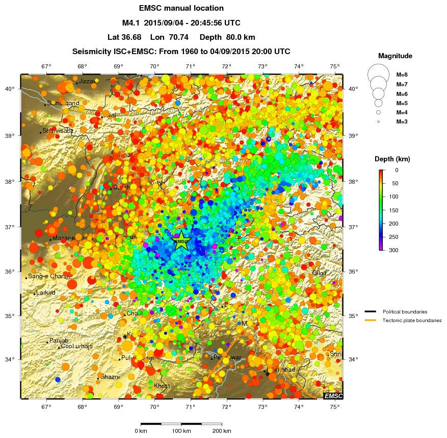regional depth historical seismicity
