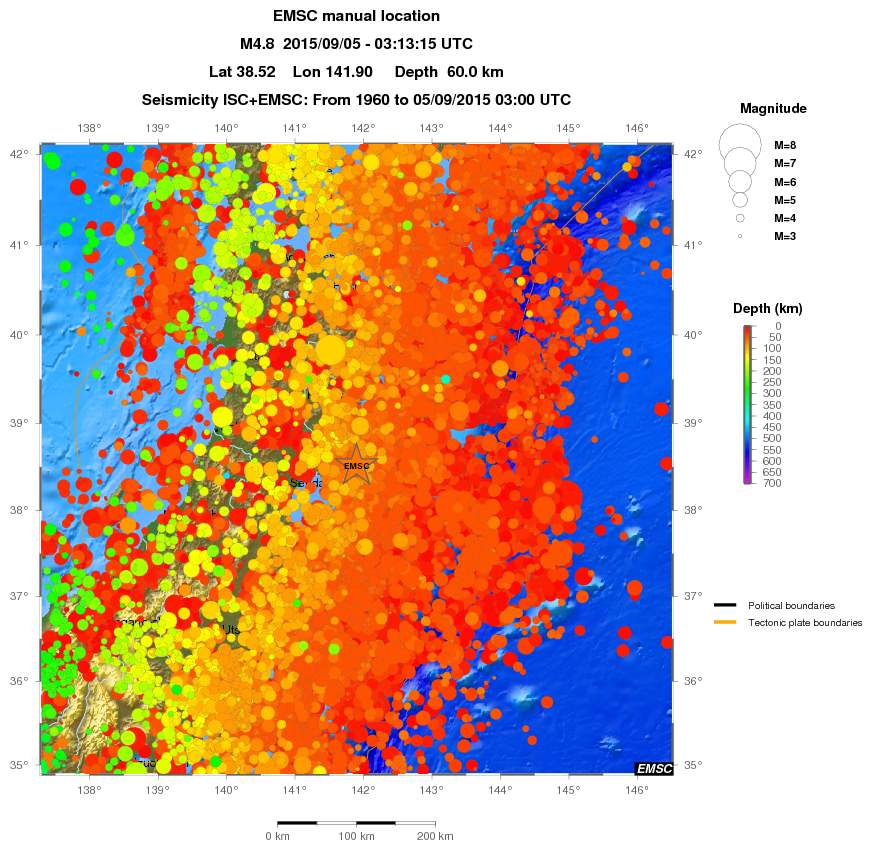 regional depth historical seismicity
