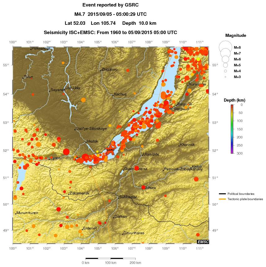 regional depth historical seismicity