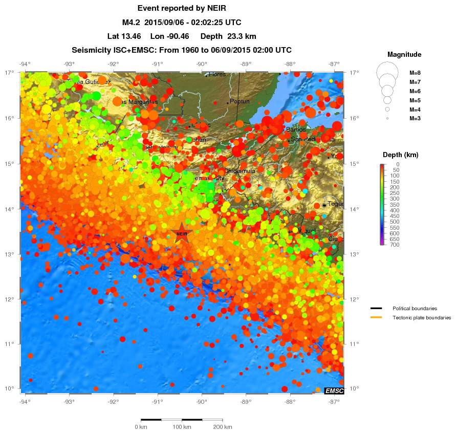 regional depth historical seismicity