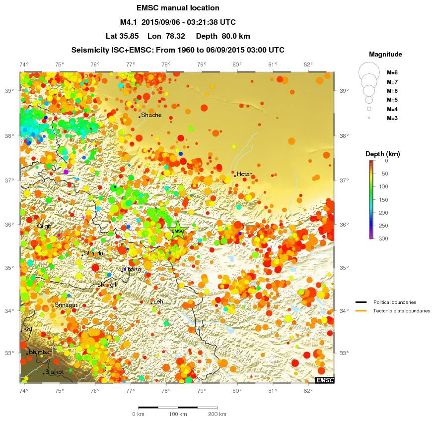 regional depth historical seismicity