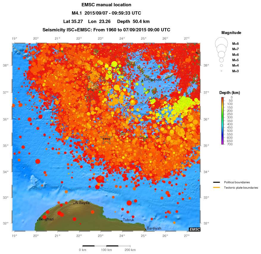 regional depth historical seismicity