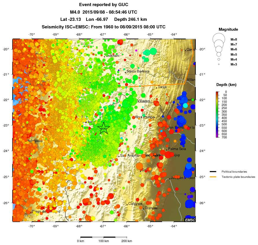 regional depth historical seismicity