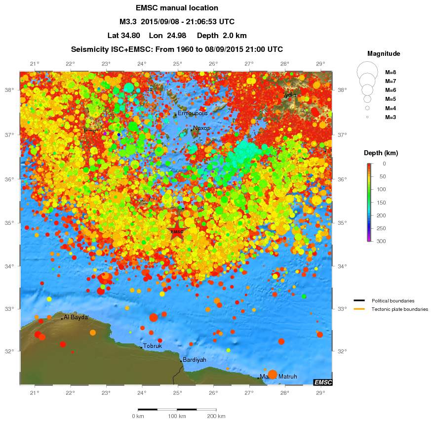 regional depth historical seismicity