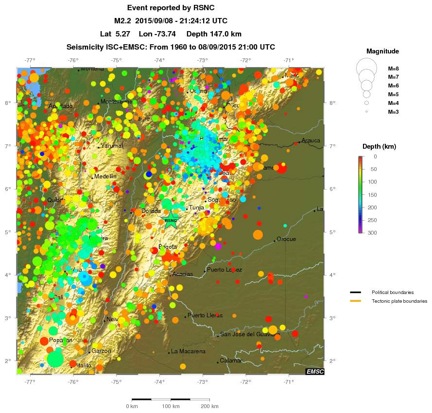 regional depth historical seismicity