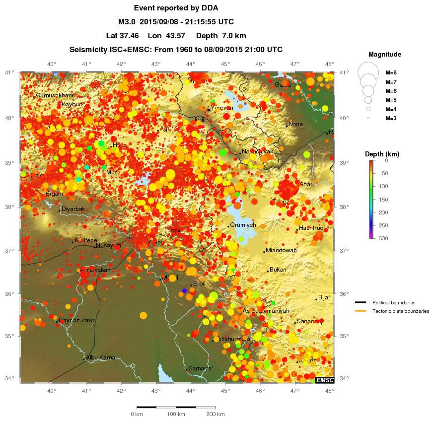 regional depth historical seismicity