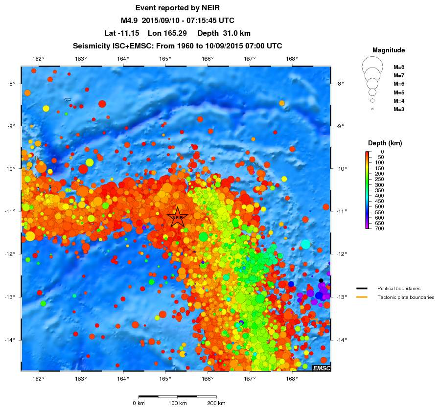regional depth historical seismicity
